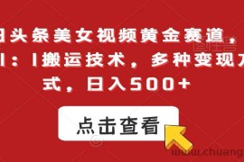 今日头条美女视频黄金赛道，最新1：1搬运技术，多种变现方式，日入500+【揭秘】