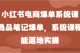 小红书电商爆单系统课-选品笔记爆单，系统课程，能落地实操