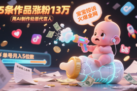 用AI制作幼崽代言人，宝宝的控诉火爆全网，15条作品涨粉13万，单号月入5位数实操教程