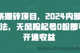 头条搬砖项目，2024内部新玩法，无风险起号0粉即可开通收益