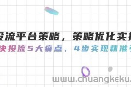 投流平台策略，策略优化实操，解决投流5大痛点，4步实现精准引流