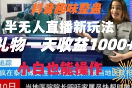 抖音趣味整蛊半无人直播新玩法，礼物收益一天1000+小白也能操作【揭秘】