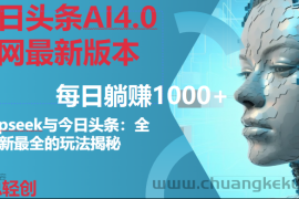 （14711期）今日头条AI4.0全网最新版本Deepseek+今日头条全网最新最全玩法，单日躺赚1000+