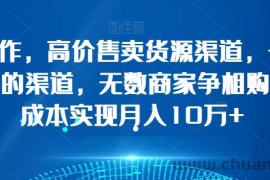 简单操作，高价售卖货源渠道，一条价值万金的渠道，无数商家争相购买，0成本实现月入10万+【揭秘】