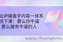 （2854期）商业IP操盘手内容一体系线下课：要么你牛逼，要么服务牛逼的人（价值16800)