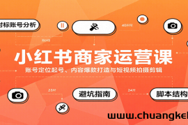 小红书商家运营课，账号定位起号、内容爆款打造与短视频拍摄剪辑