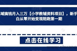 私域搞钱月入三万【小学教辅资料项目】，新手小白从零开始变现陪跑第一期