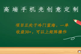 （6827期）高端手机壳创意定制，项目正处于蓝海，每单收益30+，可以上矩阵操作