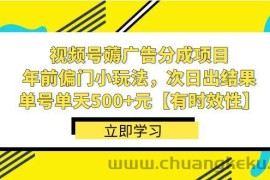 视频号薅广告分成项目，年前偏门小玩法，次日出结果，单号单天500+元【有时效性】