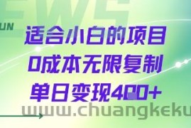 适合小白的项目0成本无限复制单日变现4张+
