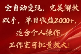 （11842期）全自动变现，完美解放双手，单日收益2000+，适合个人操作，工作室可批…