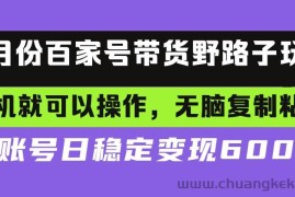 （13281期）百家号带货野路子玩法 手机就可以操作，无脑复制粘贴 单账号日稳定变现…