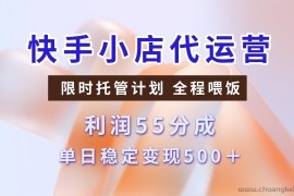 快手小店代运营，限时托管计划，收益55分，单日稳定变现500+