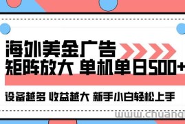 （16206期）海外美金广告全自动挂机，单机单日500+可矩阵放大设备越多收益越大，新…