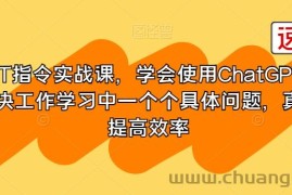 GPT指令实战课，学会使用ChatGPT，解决工作学习中一个个具体问题，真正提高效率