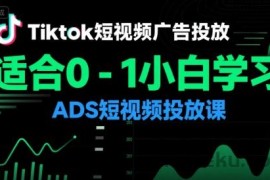 Tiktok短视频广告投放，适合0-1小白学习ADS短视频投放课