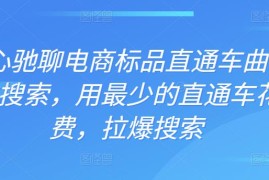 周心驰聊电商标品直通车曲线拉搜索，用最少的直通车花费，拉爆搜索