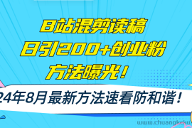 （11975期）B站混剪读稿日引200+创业粉方法4.0曝光，24年8月最新方法Ai一键操作 速…