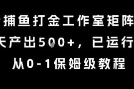 最新捕鱼打金工作室矩阵玩法，当天产出5张+，已运行2年，从0-1保姆级教程【揭秘】