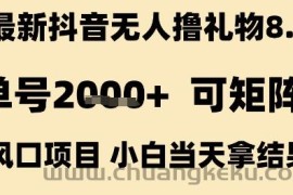 最新抖音无人撸礼物8.0，单号2k+，可矩阵风口项目，小白当天拿结果【揭秘】