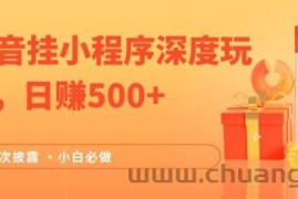 2024全网首次披露，抖音挂小程序深度玩法，日赚500+，简单、稳定，带渠道收入，小白必做【揭秘】