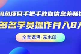 （1490期）闲鱼项目手把手教你信息差赚钱术，多名学员操作月入8万+（全套课程无水印）