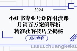 小红书专业号矩阵引流课，月销百万案例解析，精准获客技巧全揭秘