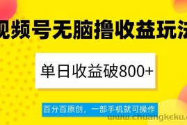 视频号无脑撸收益玩法，单日收益破800+，百分百原创，一部手机就可操作【揭秘】