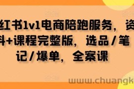 小红书1v1电商陪跑服务，资料+课程完整版，选品/笔记/爆单，全案课