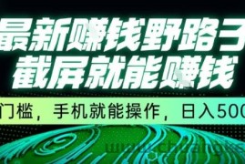 最新野路子截屏就能挣钱，无门槛，手机就能操作，日入5张【揭秘】