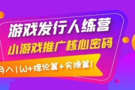 （3883期）游戏发行人训练营：小游戏推广核心密码，月入1W+理论篇+实操篇！