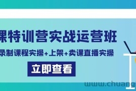 卖课特训营实战运营班：拍摄+录制课程实操+上架课程+卖课直播实操