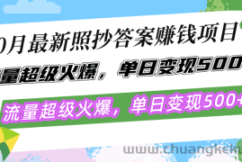 （12991期）10月最新照抄答案赚钱项目，流量超级火爆，单日变现500+简单照抄 有手就行