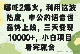 （14223期）哪吒2爆火，利用这波热度，申公豹语音包强势上线，三天变现10000+，小…