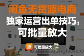 闲鱼无货源电商，独家运营出单技巧，可批量放大