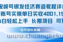 视频号银发经济赛道单账号实操单日实收1k+，小白轻松上手长期项目