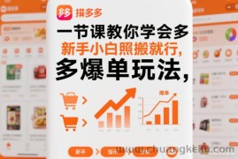 一节课教你学会拼多多爆单玩法，新手小白照搬就行