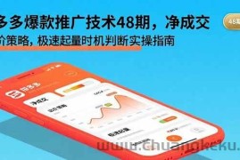（15830期）拼多多爆款推广技术48期，净成交与出价策略，极速起量时机判断实操指南