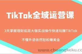 TikTok全域运营课，大咖实战操作快速玩赚TikTok，不懂外语依然轻松赚美金！