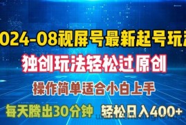 08月视频号最新起号玩法，独特方法过原创日入三位数轻轻松松【揭秘】