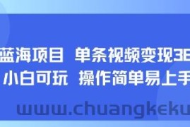 8月AI蓝海项目，单条视频变现1k+ 小白可玩 操作简单易上手