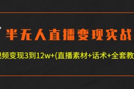 （4559期）半无人直播变现实战(12.18号更新) 单视频变现3到12w+(全套素材+话术+教程)