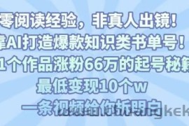 靠AI打造爆款知识类书单号，61个作品涨粉66w的起号秘籍，最低变现10个w，一条视频给你拆明白