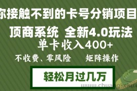 （12917期）年底卡号分销顶商系统4.0玩法，单卡收入400+，0门槛，无脑操作，矩阵操…