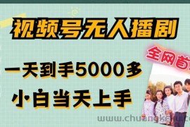 全网首发视频号无人播剧，拉爆流量不违规，一天到手5000多，小白当天上手，多号无限放大【揭秘】