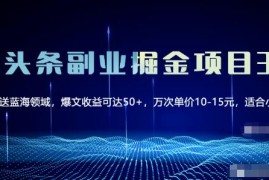 微头条副业掘金项目3.0+悟空问答教程，单篇能做50-100+收益！