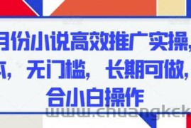 五月份小说高效推广实操，0成本，无门槛，长期可做，适合小白操作