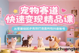 宠物赛道快速变现精品课，从零基础起步高效打造盈利性抖音账号