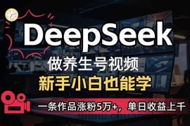 （14270期）小白用DeepSeek做养生号，一条作品涨粉5万+，单日收益上千