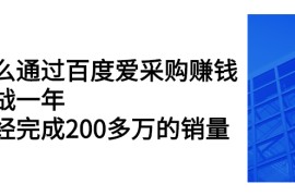 （2256期）怎么通过百度爱采购赚钱：实战一年，已经完成200多万的销量